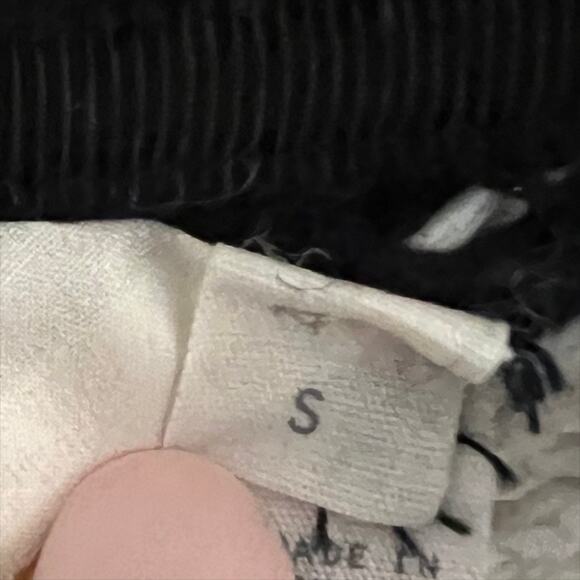 Anthropologie HWR Monogram Spike Striped Cardigan Sweater Small Black White - Picture 8 of 9